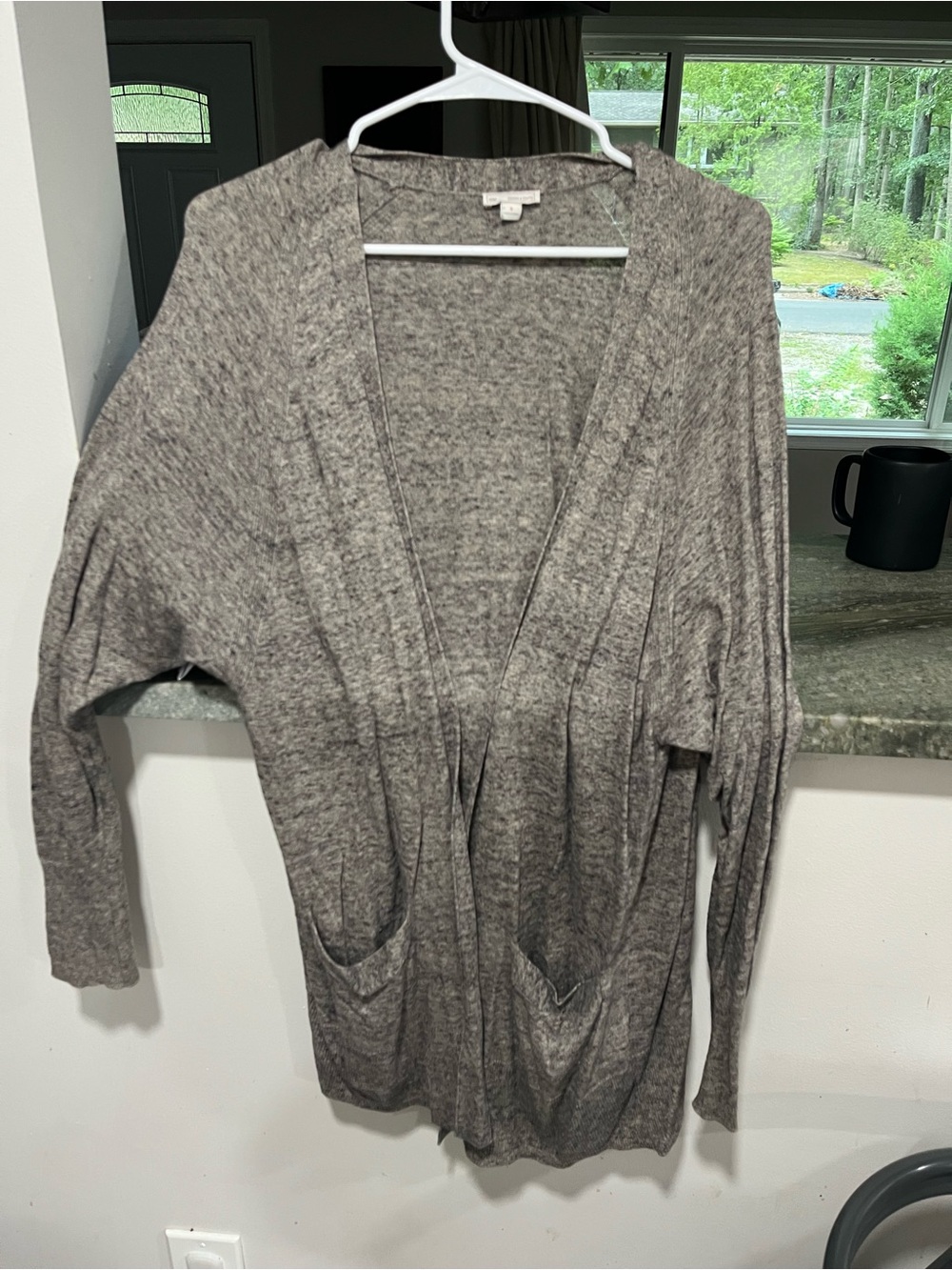 GAP Heathered Taupe Open-Front Women's Cardigan